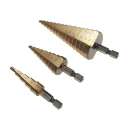 BEAST Wiertła wiertło stożkowe stopniowe choinka 4-32mm HSS TYTAN 3szt