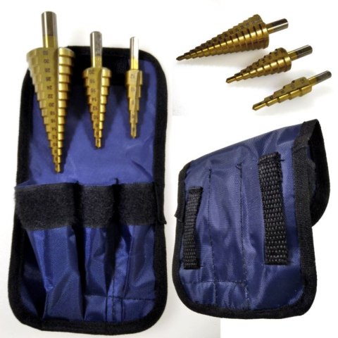 BEAST Wiertła wiertło stożkowe stopniowe choinka 4-32mm HSS TYTAN 3szt BEAST Wiertła wiertło stożkowe stopniowe choinka 4-32mm HSS TYTAN 3szt