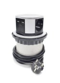Bituxx CHOWANE GNIAZDO STOŁOWE 4 GNIAZDA Z USB SREBRNE 1,5 M DO BIURA I DOMU