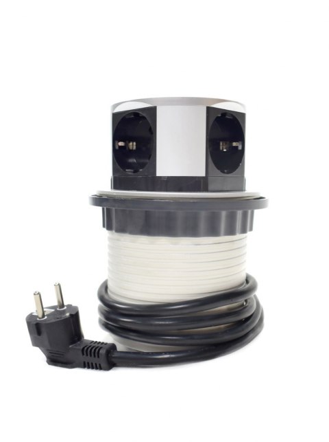 Bituxx CHOWANE GNIAZDO STOŁOWE 4 GNIAZDA Z USB SREBRNE 1,5 M DO BIURA I DOMU Bituxx CHOWANE GNIAZDO STOŁOWE 4 GNIAZDA Z USB SREBRNE 1,5 M DO BIURA I DOMU