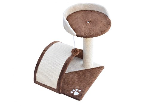 Bituxx Drapak dla kota Legowisko+Budka biało-brązowy 43cm Bituxx Drapak dla kota Legowisko+Budka biało-brązowy 43cm