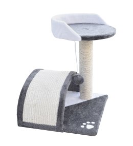 Bituxx Drapak dla kota Legowisko+Budka biało-siwy 43cm