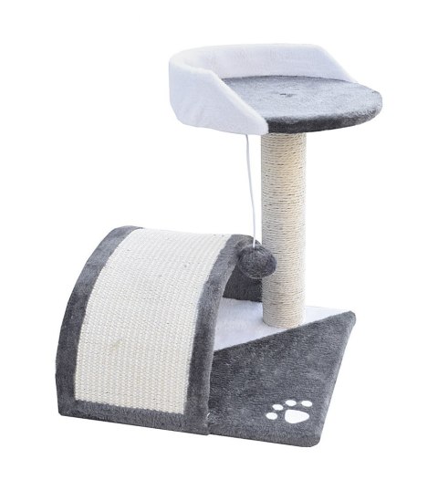 Bituxx Drapak dla kota Legowisko+Budka biało-siwy 43cm Bituxx Drapak dla kota Legowisko+Budka biało-siwy 43cm