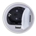 BITUXX® GNIAZDO CHOWANE WPUSZCZANE W BLAT OKRĄGŁE Z USB