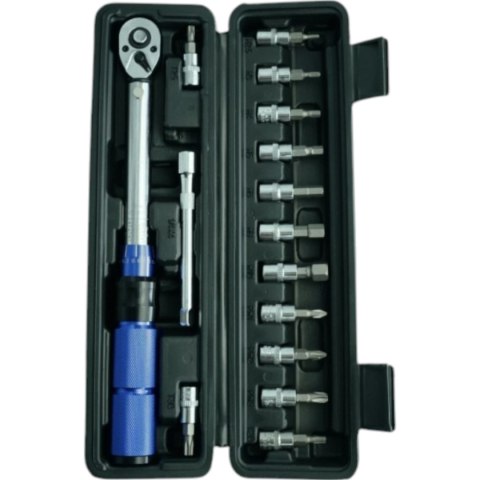 E-hurtownia Klucz dynamometryczny rowerowy 2-24 Nm 1/4" zestaw nasadek 15 elementów