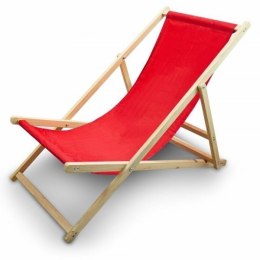 Bituxx LEŻAK PLAŻOWY OGRODOWY DREWNIANY SKŁADANY REGULOWANY CZERWONY