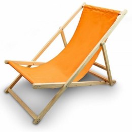 Bituxx LEŻAK PLAŻOWY OGRODOWY DREWNIANY SKŁADANY REGULOWANY POMARAŃCZOWY
