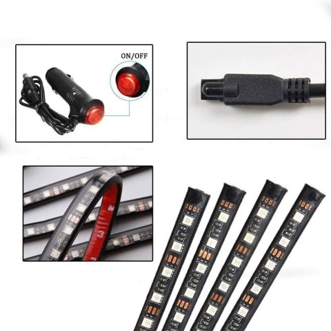 Bituxx LISTWY LED 4 Sztuki do SAMOCHODU KOLOROWE PILOT Bituxx LISTWY LED 4 Sztuki do SAMOCHODU KOLOROWE PILOT