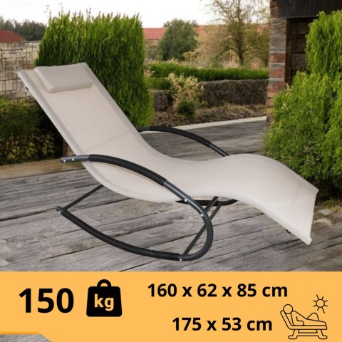 Bituxx Leżak bujany ogrodowy textilene beżowy do ośrodków spa i hoteli 150 kg Bituxx Leżak bujany ogrodowy textilene beżowy do ośrodków spa i hoteli 150 kg