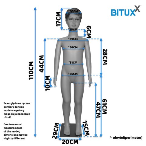 Bituxx Manekin Dziecięcy Wystawowy Chłopczyk 110CM Sklep Odzieżowy Ekspozycja Bituxx Manekin Dziecięcy Wystawowy Chłopczyk 110CM Sklep Odzieżowy Ekspozycja