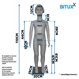Bituxx Manekin Dziecięcy Wystawowy Dziewczynka 110CM Sklep Odzieżowy Ekspozycja