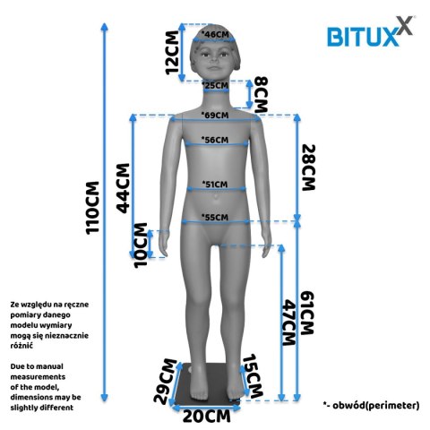 Bituxx Manekin Dziecięcy Wystawowy Dziewczynka 110CM Sklep Odzieżowy Ekspozycja Bituxx Manekin Dziecięcy Wystawowy Dziewczynka 110CM Sklep Odzieżowy Ekspozycja