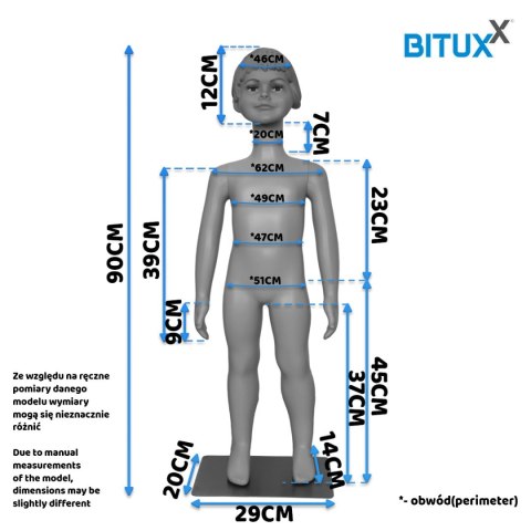 Bituxx Manekin Dziewczynka 90 cm Wystawowy Ekspozycyjny Do Prezentacji Odzieży Bituxx Manekin Dziewczynka 90 cm Wystawowy Ekspozycyjny Do Prezentacji Odzieży