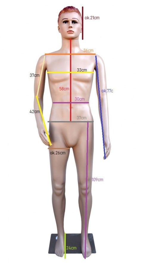 Bituxx Manekin Wystawowy Męski Pełnopostaciowy 187CM Sklepowy Stalowa Podstawa Bituxx Manekin Wystawowy Męski Pełnopostaciowy 187CM Sklepowy Stalowa Podstawa