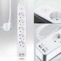 E-hurtownia Listwa zasilająca przedłużacz 5 gniazd +2xUSB 1,4m