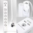 E-hurtownia Listwa zasilająca przedłużacz 6 gniazd + 2xUSB 1,5m