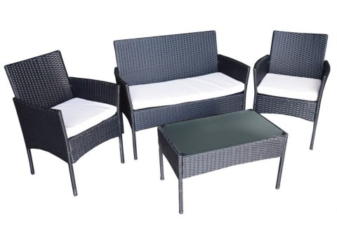 LACESTONE Meble Ogrodowe Technorattan 2 Fotele Stolik Sofa Poduszki Be偶owe Bituxx LACESTONE Meble Ogrodowe Technorattan 2 Fotele Stolik Sofa Poduszki Be偶owe Bituxx