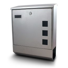 Bituxx NOWOCZESNA SKRZYNKA NA LISTY STAL INOX Z GAZETNIKIEM METALICZNA SOLIDNA