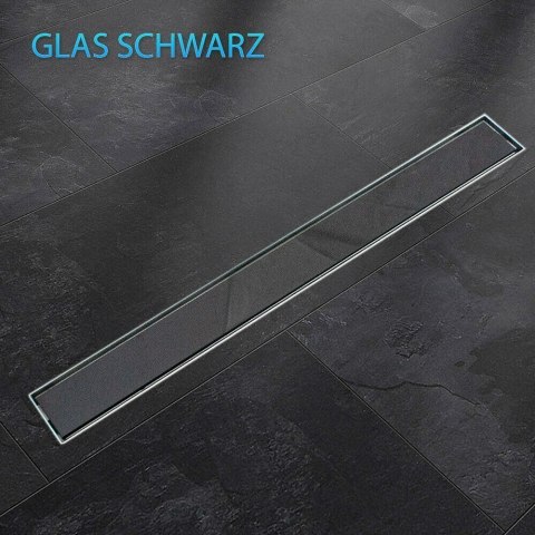 Bituxx Odpływ liniowy Czarny Szklany z syfonem 80cm Bituxx Odpływ liniowy Czarny Szklany z syfonem 80cm