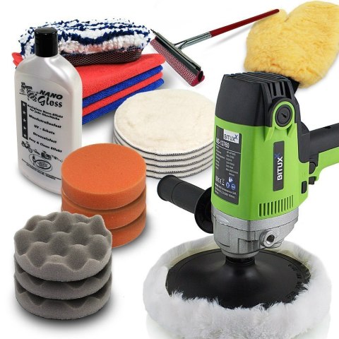 Bituxx Polerka 1000W z Nanopoliturem i Akcesoriami Do Lakieru Drewna Metalu Bituxx Polerka 1000W z Nanopoliturem i Akcesoriami Do Lakieru Drewna Metalu