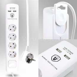 E-hurtownia Przedłużacz 4 gniazda + 2 x USB