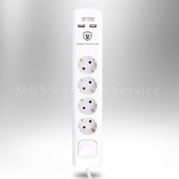 E-hurtownia Przedłużacz 4 gniazda + 2 x USB