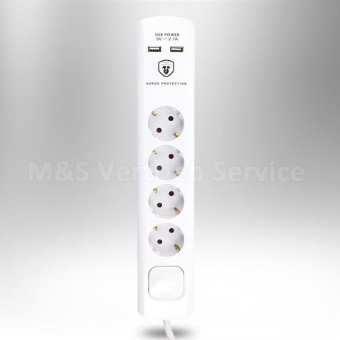 E-hurtownia Przedłużacz 4 gniazda + 2 x USB E-hurtownia Przedłużacz 4 gniazda + 2 x USB