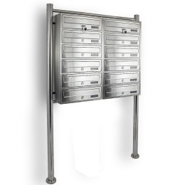 Bituxx SKRZYNKA POCZTOWA LOKATORSKA 2x6 METALLIC STAL NIERDZEWNA