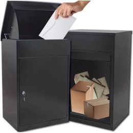 Bituxx Skrzynka Paczkowa Bituxx 76x53x41cm Zamek Bezpieczna na Listy Paczki Czarna