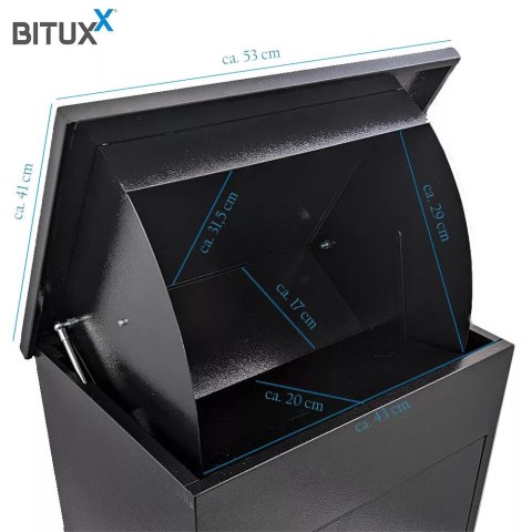 Bituxx Skrzynka Paczkowa Bituxx 76x53x41cm Zamek Bezpieczna na Listy Paczki Czarna Bituxx Skrzynka Paczkowa Bituxx 76x53x41cm Zamek Bezpieczna na Listy Paczki Czarna