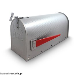 Bituxx Skrzynka Pocztowa Amerykańska Srebrna USA Mailbox z Uchwytem Montażowym