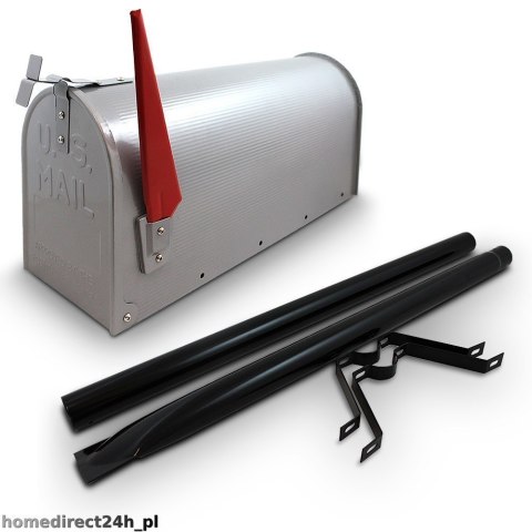 Bituxx Skrzynka na listy amerykańska USA MAIL ze słupkiem (srebrny)