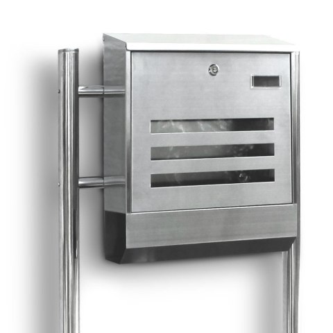 Bituxx Skrzynka pocztowa na listy z gazetnikiem ze stali inox ze stojakami Bituxx Skrzynka pocztowa na listy z gazetnikiem ze stali inox ze stojakami