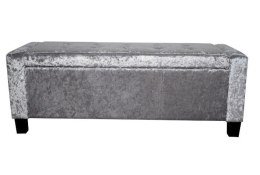 Bituxx Sofa mała szara błyszcząca pufa GREY CRUSHED VELWET