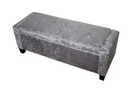 Bituxx Sofa mała szara błyszcząca pufa GREY CRUSHED VELWET
