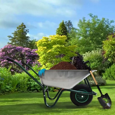 E-hurtownia Taczka ogrodowa budowlana 100L 250kg stalowa koło pompowane wygodne uchwyty E-hurtownia Taczka ogrodowa budowlana 100L 250kg stalowa koło pompowane wygodne uchwyty