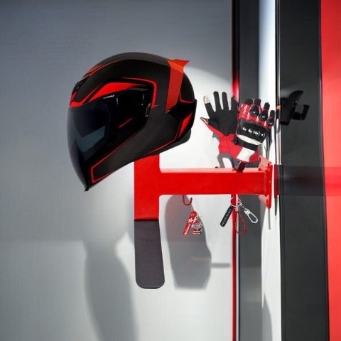 Bituxx Uchwyt ścienny do kasku motocyklowego kluczy kombinezonu Czerwony