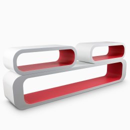 E-hurtownia Trzy częściowy regał biało - czerwony (owalny)