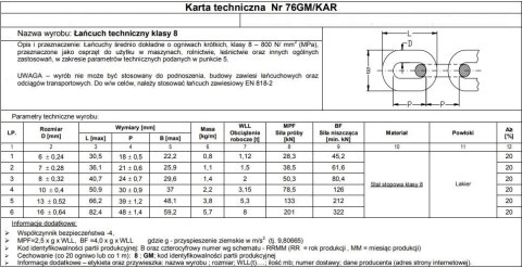 UN ŁAŃCUCH TECHNICZNY CZARNY 6MM G8 WLL 1.15T UN ŁAŃCUCH TECHNICZNY CZARNY 6MM G8 WLL 1.15T