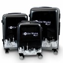 Bituxx Walizki zestaw czarno biale Fly the World