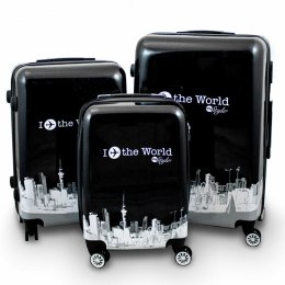 Bituxx Walizki zestaw czarno biale Fly the World