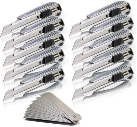 Bituxx Zestaw 10 noży aluminiowych do cięcia + 10 sztuk wymiennych ostrz Bituxx Zestaw 10 noży aluminiowych do cięcia + 10 sztuk wymiennych ostrz