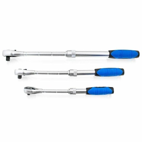 Bituxx Zestaw grzechotek teleskopowych 1/4" 3/8" 1/2" + nakr臋tki 17 19 21mm Bituxx Zestaw grzechotek teleskopowych 1/4" 3/8" 1/2" + nakr臋tki 17 19 21mm