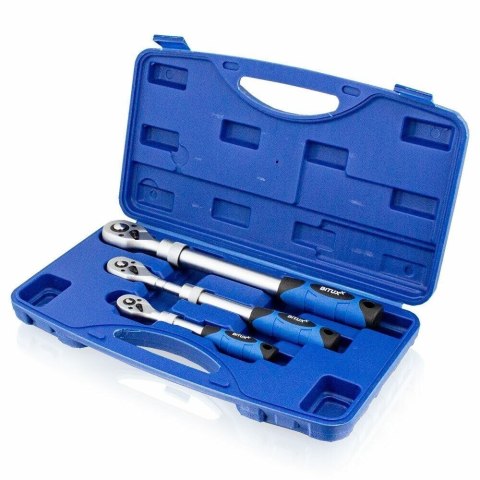 Bituxx Zestaw grzechotek teleskopowych 1/4" 3/8" 1/2" + nakr臋tki 17 19 21mm Bituxx Zestaw grzechotek teleskopowych 1/4" 3/8" 1/2" + nakr臋tki 17 19 21mm