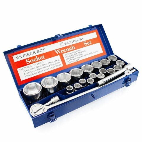Bituxx Zestaw kluczy nasadowych 19-60mm z grzechotką 23 elementy Bituxx Zestaw kluczy nasadowych 19-60mm z grzechotką 23 elementy