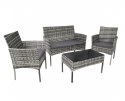 LACESTONE Zestaw Mebli Rattanowych 2 Fotele Stolik Sofa Technorattan Szary Bituxx