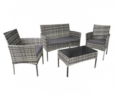 LACESTONE Zestaw Mebli Rattanowych 2 Fotele Stolik Sofa Technorattan Szary Bituxx