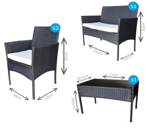 LACESTONE Zestaw Mebli Rattanowych 2 Fotele Stolik Sofa Technorattan Szary Bituxx LACESTONE Zestaw Mebli Rattanowych 2 Fotele Stolik Sofa Technorattan Szary Bituxx