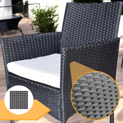 LACESTONE Zestaw Rattanowy 2 Fotele Stolik Wypoczynek Czarny Poduszki Technorattan LACESTONE Zestaw Rattanowy 2 Fotele Stolik Wypoczynek Czarny Poduszki Technorattan