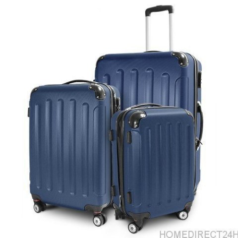 E-hurtownia Zestaw walizek podróżnych ABS STRIPES Ciemny niebieski E-hurtownia Zestaw walizek podróżnych ABS STRIPES Ciemny niebieski
